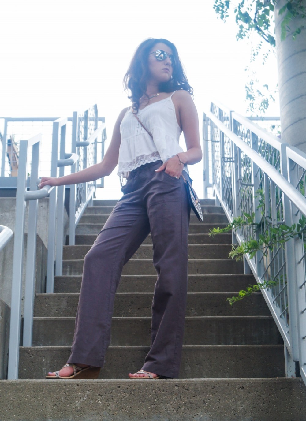 Lace Cami + Linen Jeans