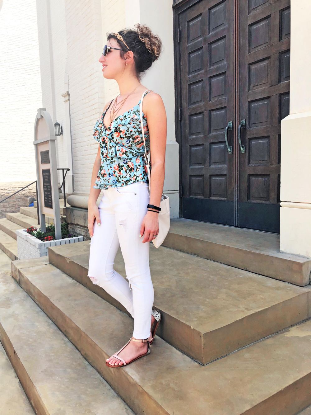 Floral Tank, White Jeans